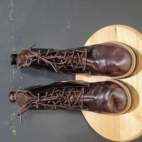 Timberlands Sienna Brown Leather Lace Up Ankle Boots Size 10 Waterproof - Picture 3 of 7